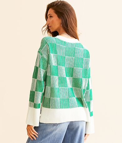 AEMI + CO Checker Ribbed Sweater BACK