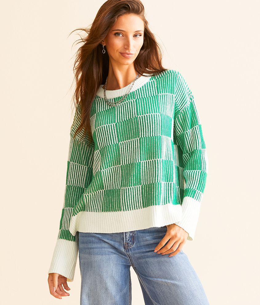 AEMI &#43; CO Checker Ribbed Sweater front view