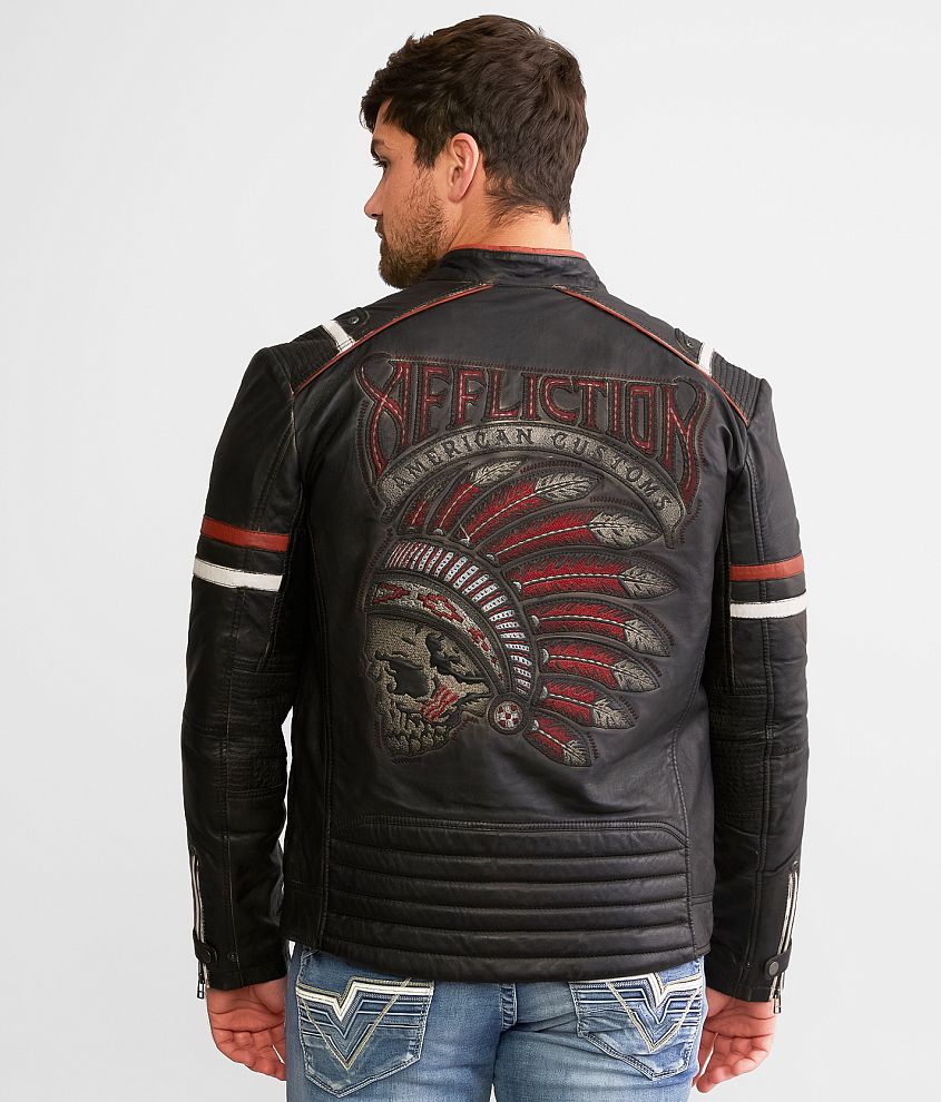 Affliction american 2025 customs leather jacket