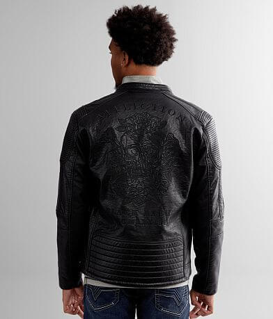 Affliction Cynical Faux Leather Moto Jacket BACK