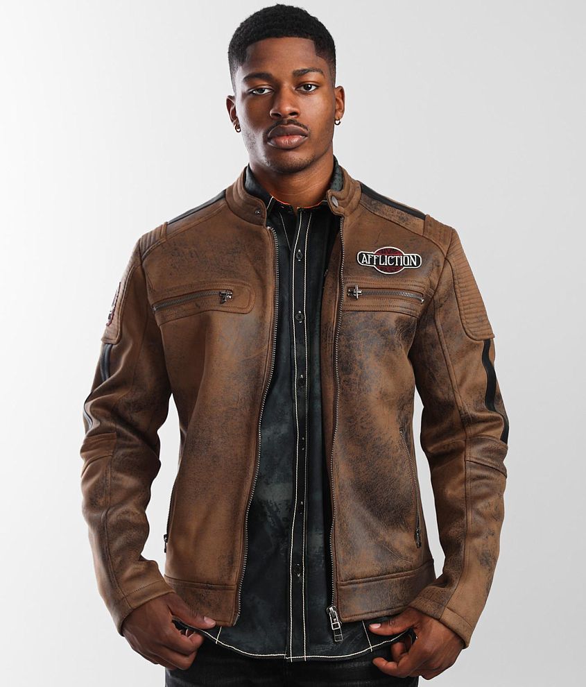 Affliction leather shop jacket buckle