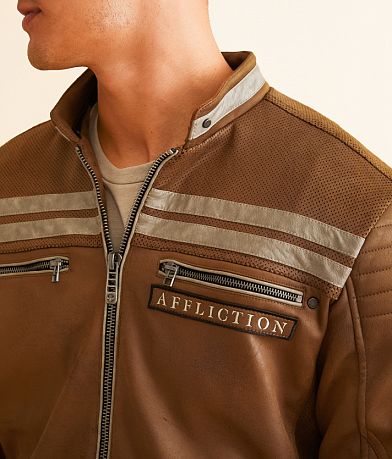 Affliction Quickstrike Faux Leather Hooded Jacket - Men's Coats ...