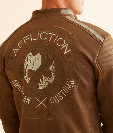Affliction Quickstrike Faux Leather Hooded Jacket - Men's Coats ...