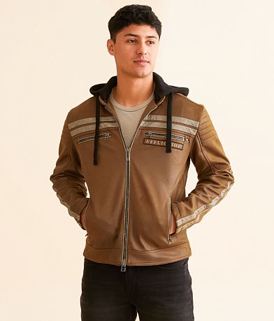 Affliction Quickstrike Faux Leather Hooded Jacket - Men's Coats ...