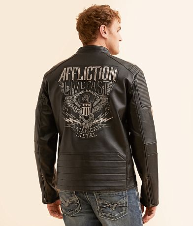 Affliction American Metal Faux Leather Jacket BACK