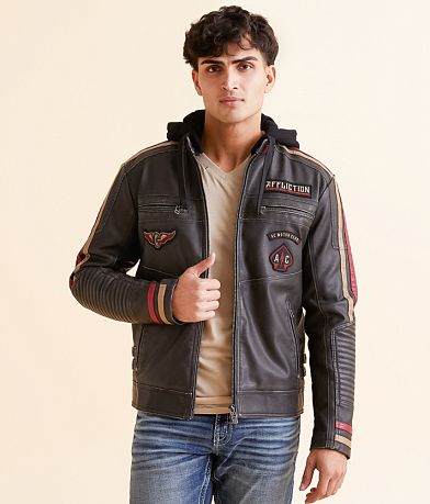 Affliction American Customs Moto Club Hooded Jacket front view
