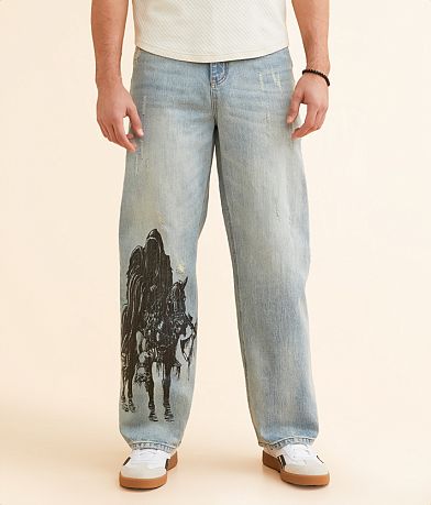 Affliction Wide Leg Binded Orion Jean front view