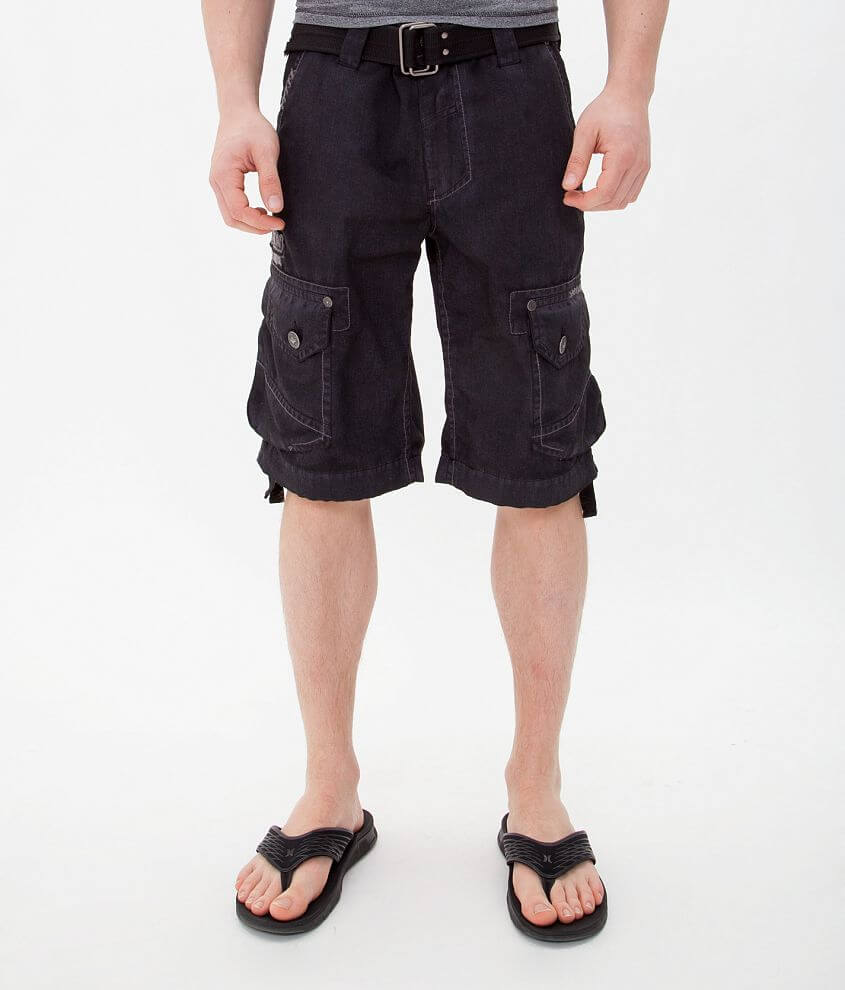 Affliction Black Premium Down Fall Cargo Short front view