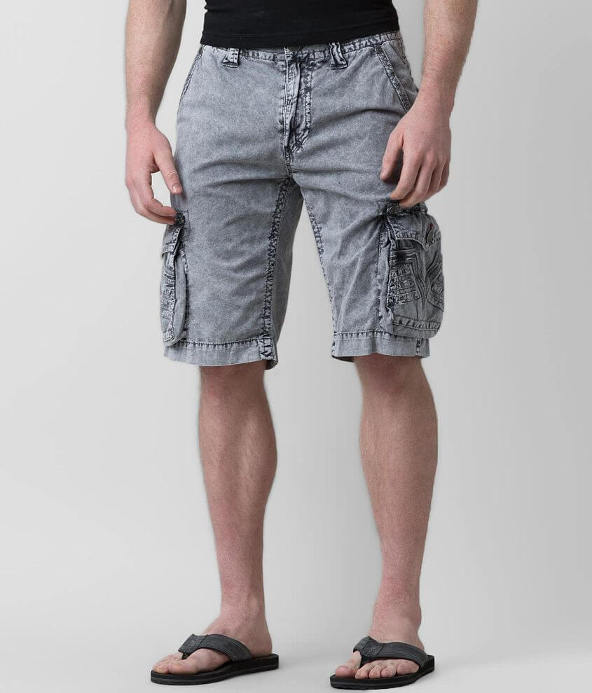 Affliction Black Premium Reflective Cargo Short front view