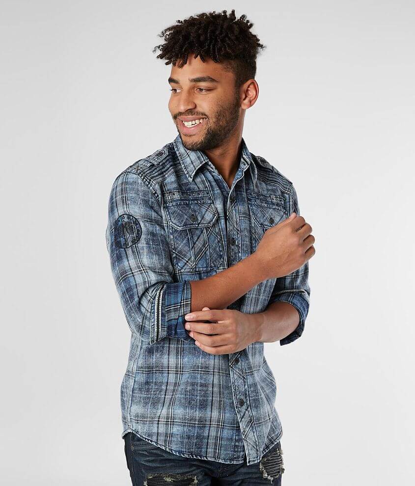 Affliction Commerce Woven Shirt - Men's Shirts in Blue Plaid | Buckle