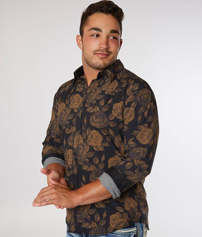 Affliction Ramses Floral Stretch Shirt front view
