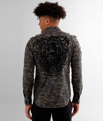 Affliction Torque Camo Stretch Shirt BACK