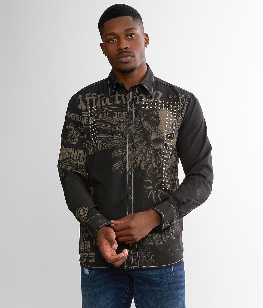 Affliction Insubordination Stretch Shirt - Men's Shirts in Black | Buckle