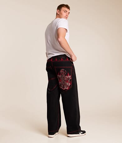 Affliction Flameful Faith Extra Wide Leg Jean front view