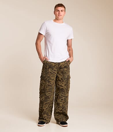 Affliction Skull Camo Extra Wide Leg Cargo Camo Jean front view