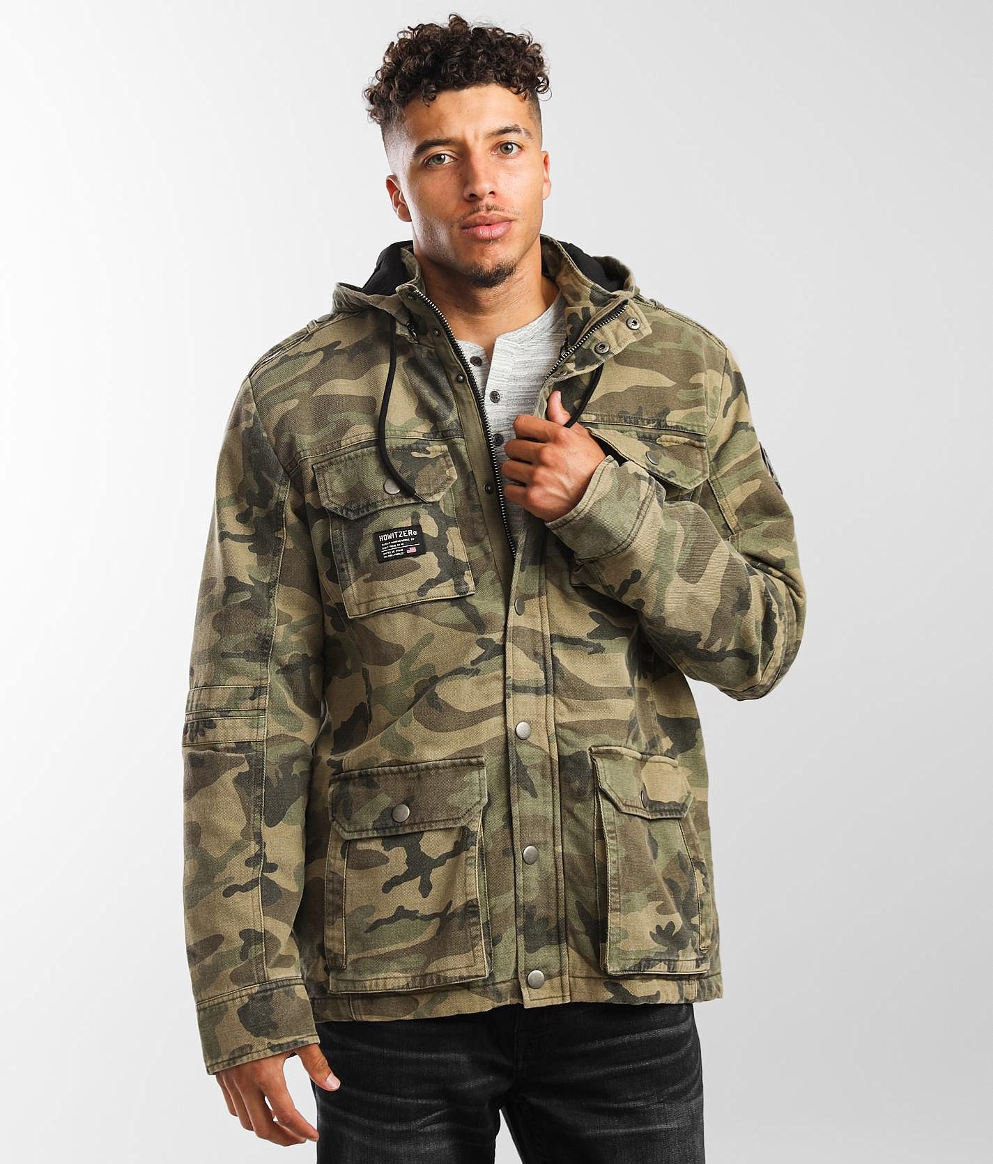 Howitzer | Combatant Hooded Track Jacket | L | Black Camo