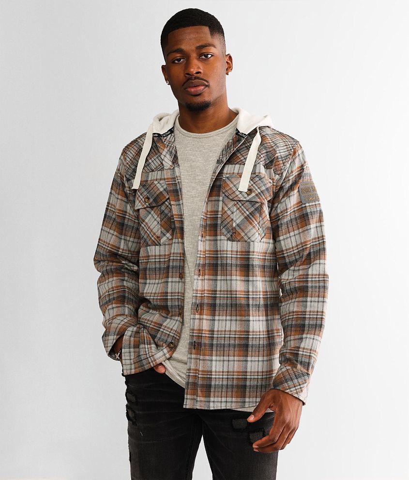 Howitzer Casemate Flannel Hooded Shirt - Men's Shirts in Oatmeal Multi ...