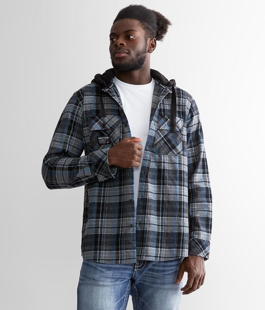 Howitzer Sniper Hooded Flannel Shirt - Men's Shirts in Blue Black