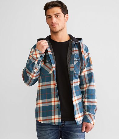 Howitzer Blue Collar Brave Land Hooded Flannel Shacket front view