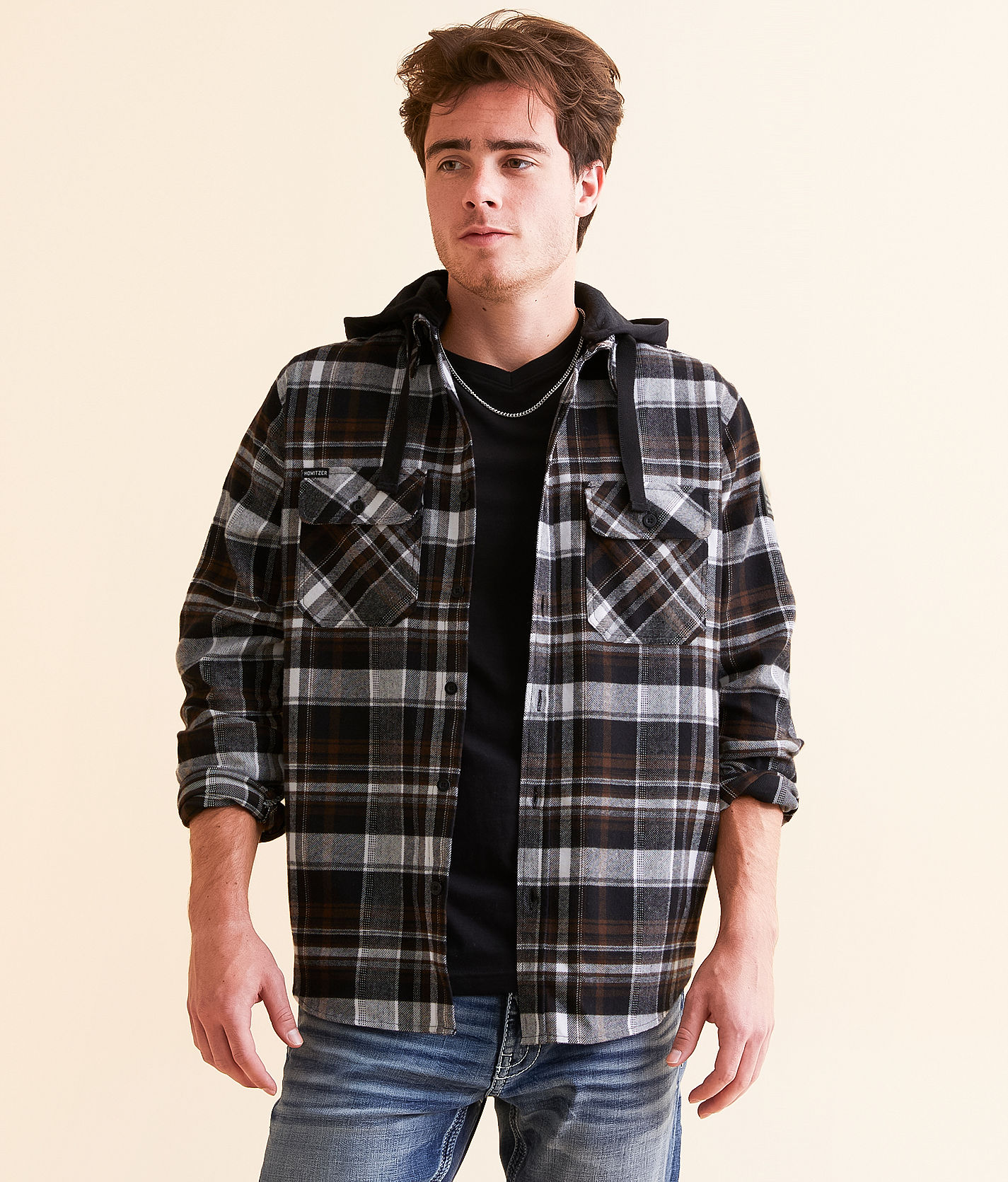 Howitzer Capture Flannel Hooded Shirt - Men's Shirts in Black | Buckle