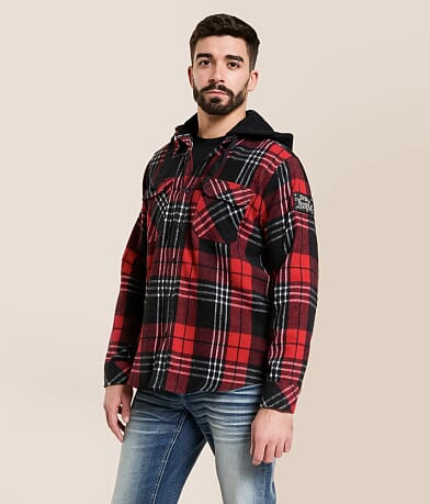 Howitzer Attack Hooded Flannel Shirt front view