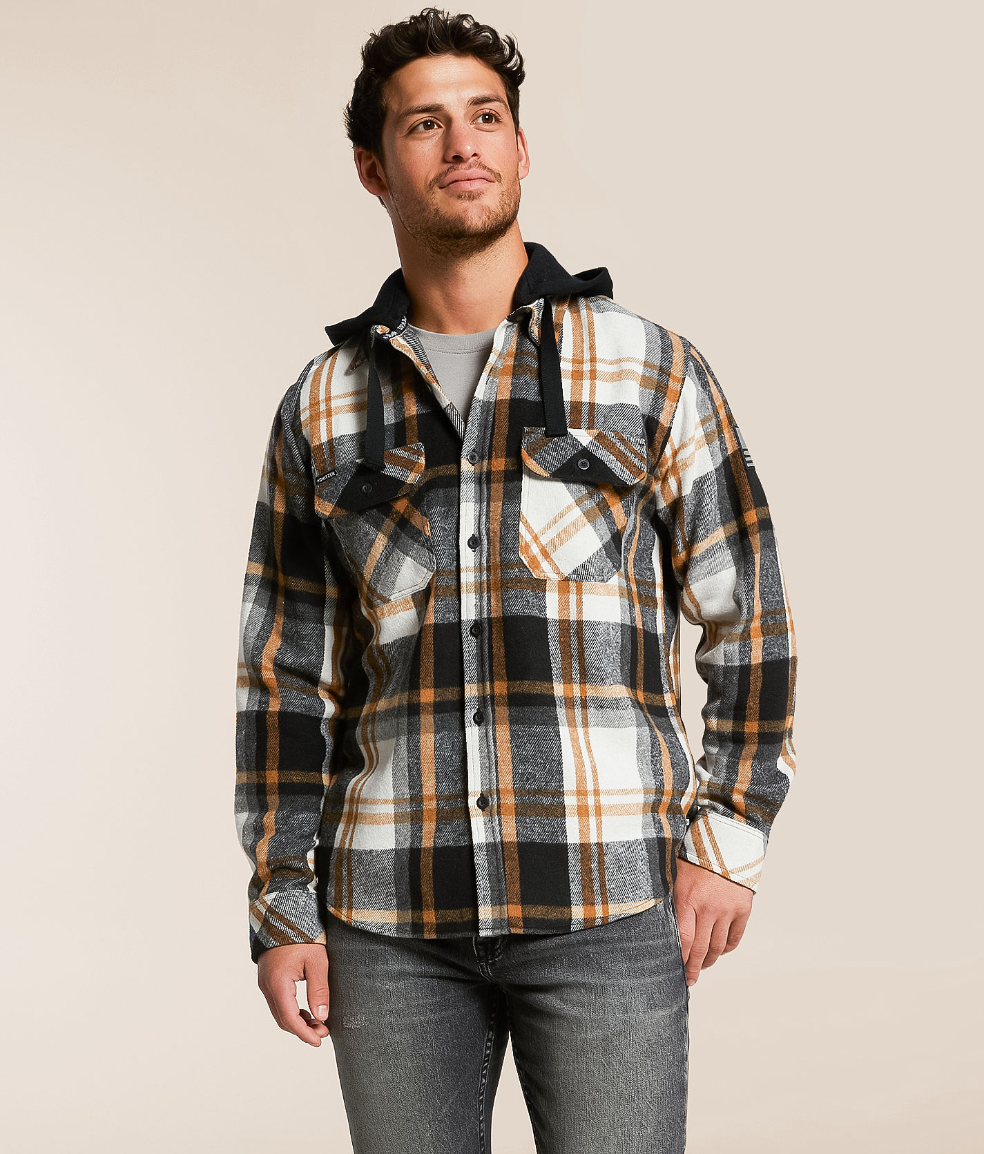 dress shirt with a hood Hooded Shirt, Pinstripe Medium