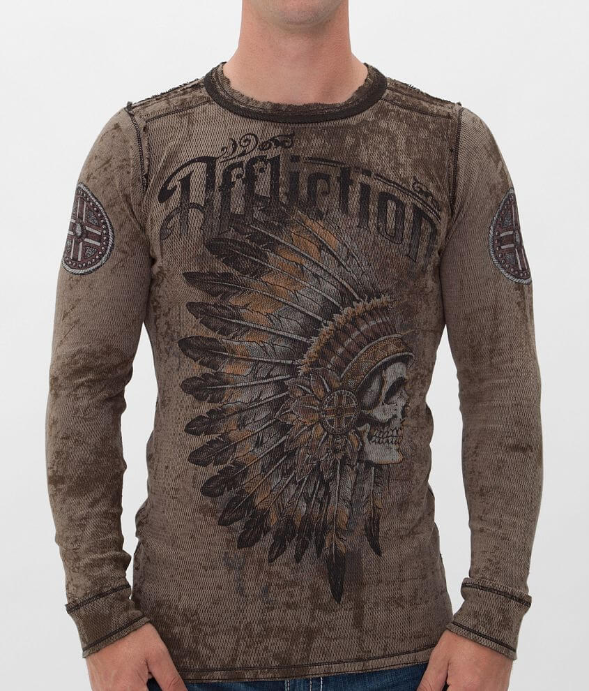 Affliction Peace Pipe Reversible Thermal Shirt front view