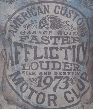 Affliction American Customs Petrol T-Shirt front detail view