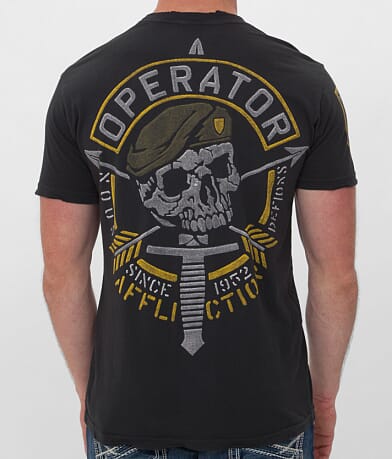 Affliction Operator Speed Green Beret T-Shirt back view