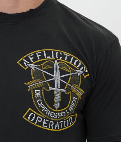 Affliction Operator Speed Green Beret T-Shirt front detail view