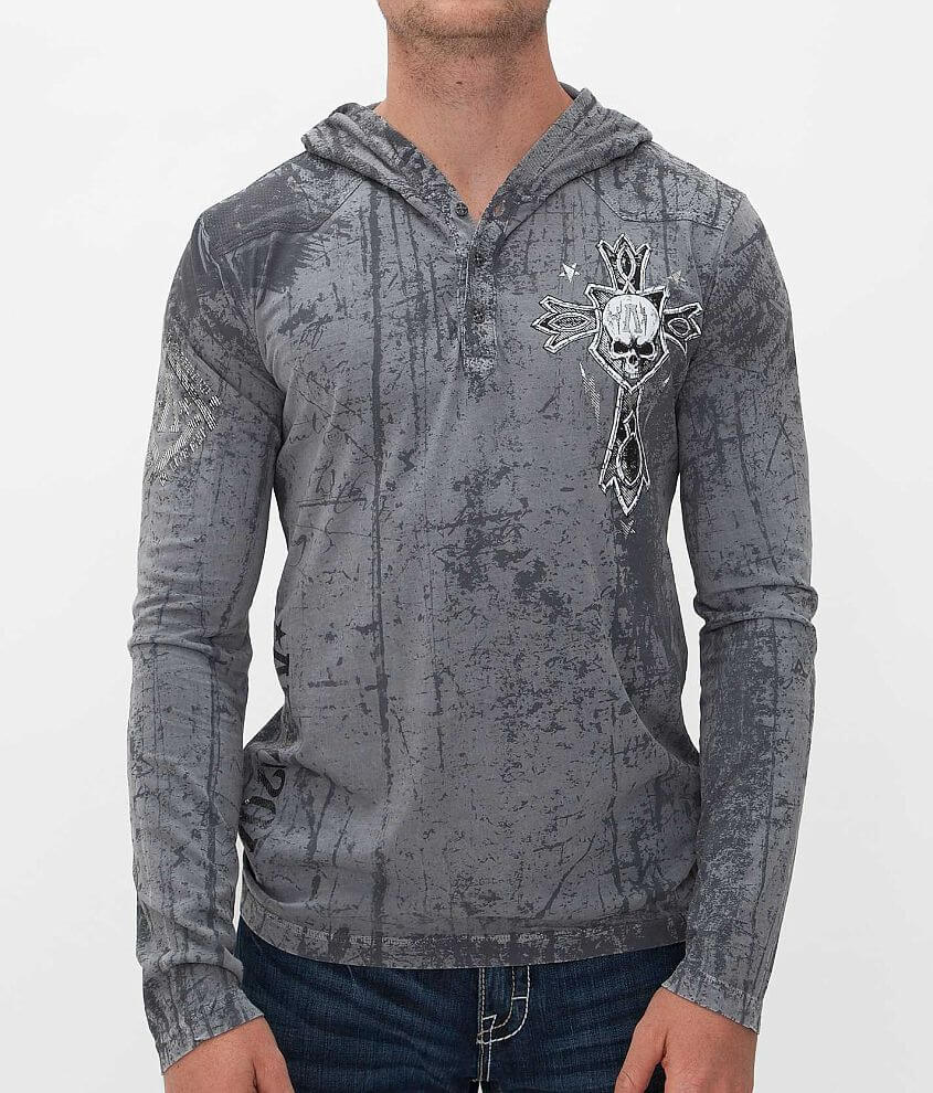 Affliction National Henley Hoodie front view