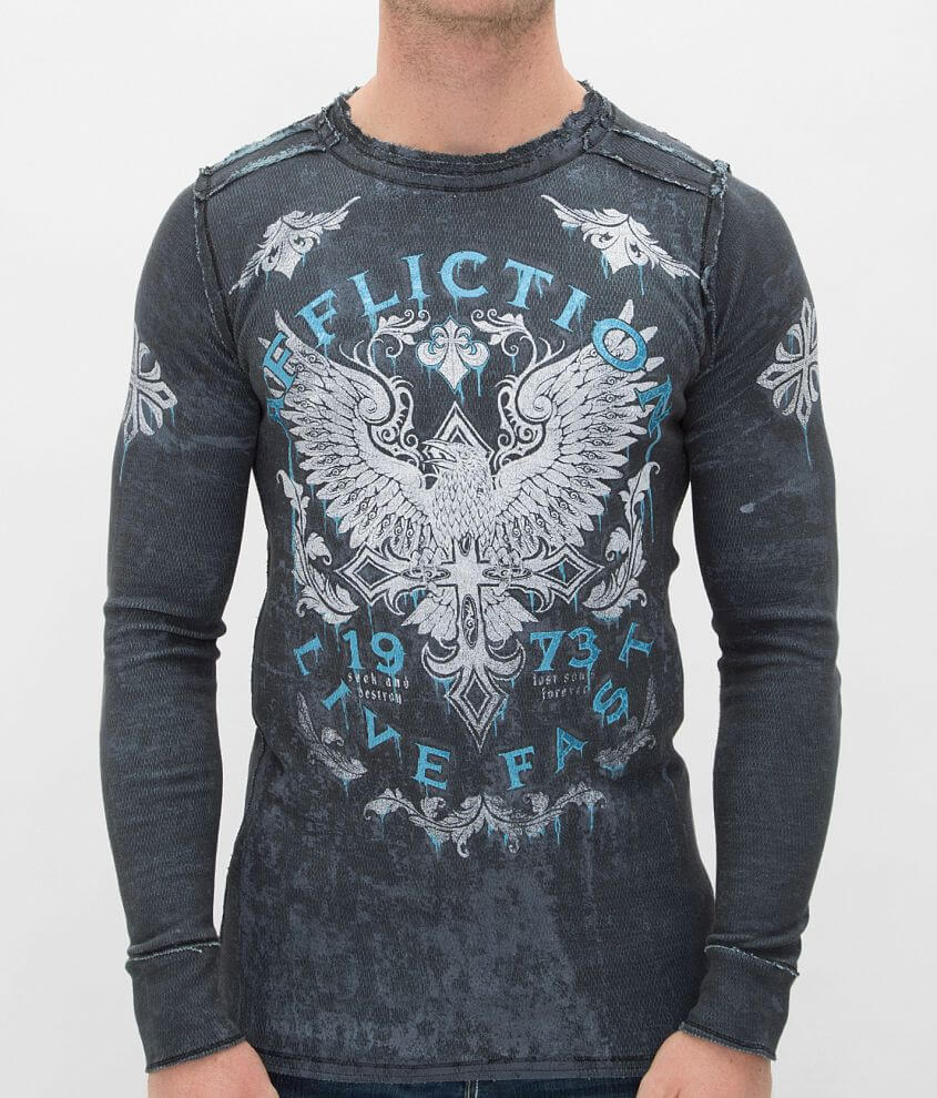 Affliction Discovery Rust Reversible Thermal Shirt front view