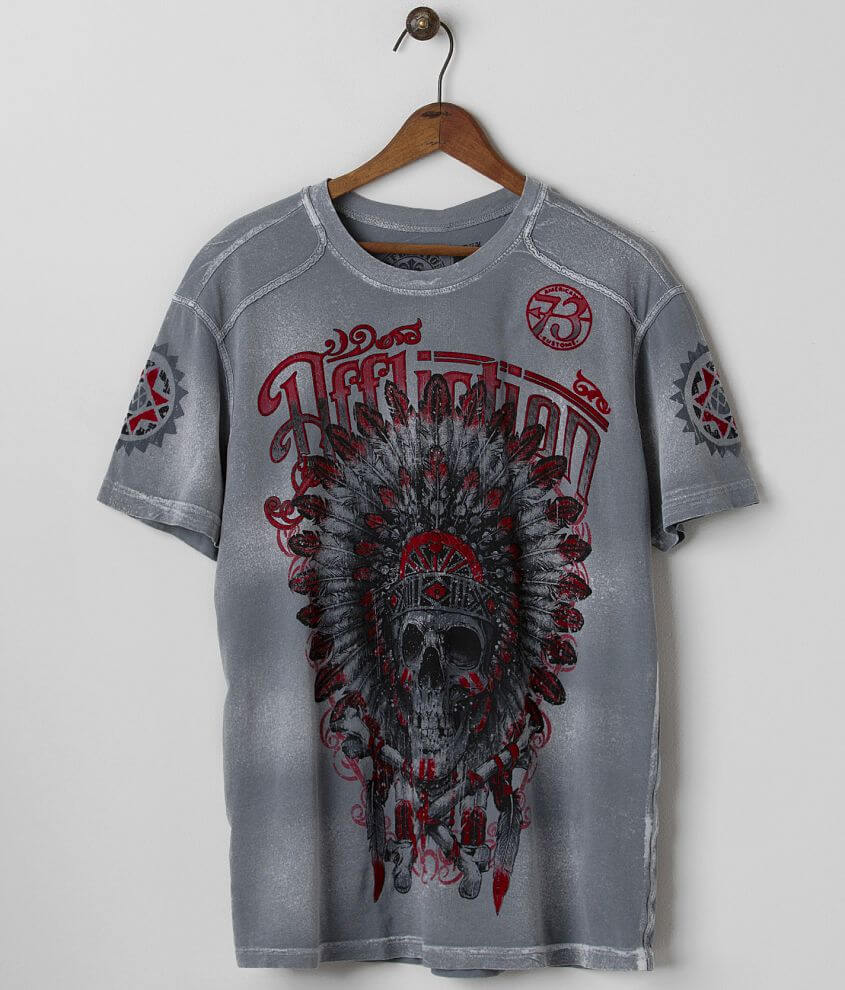 Affliction American Customs Skull T-Shirt front view