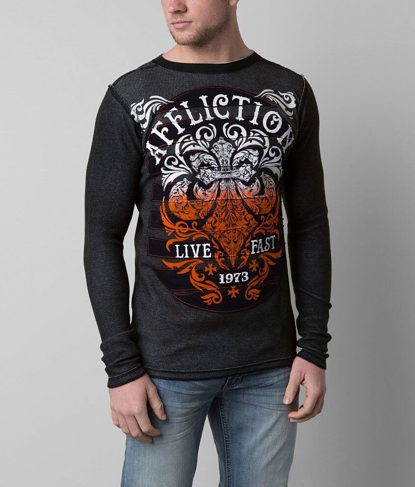 Affliction Truth & Consequence Thermal Shirt - Men's T-Shirts in Black ...