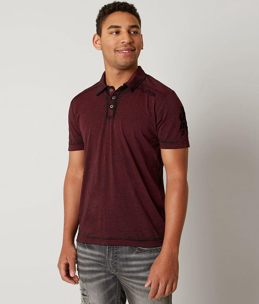 Affliction Signify Polo - Men's Polos in Dirty Red Burnout | Buckle