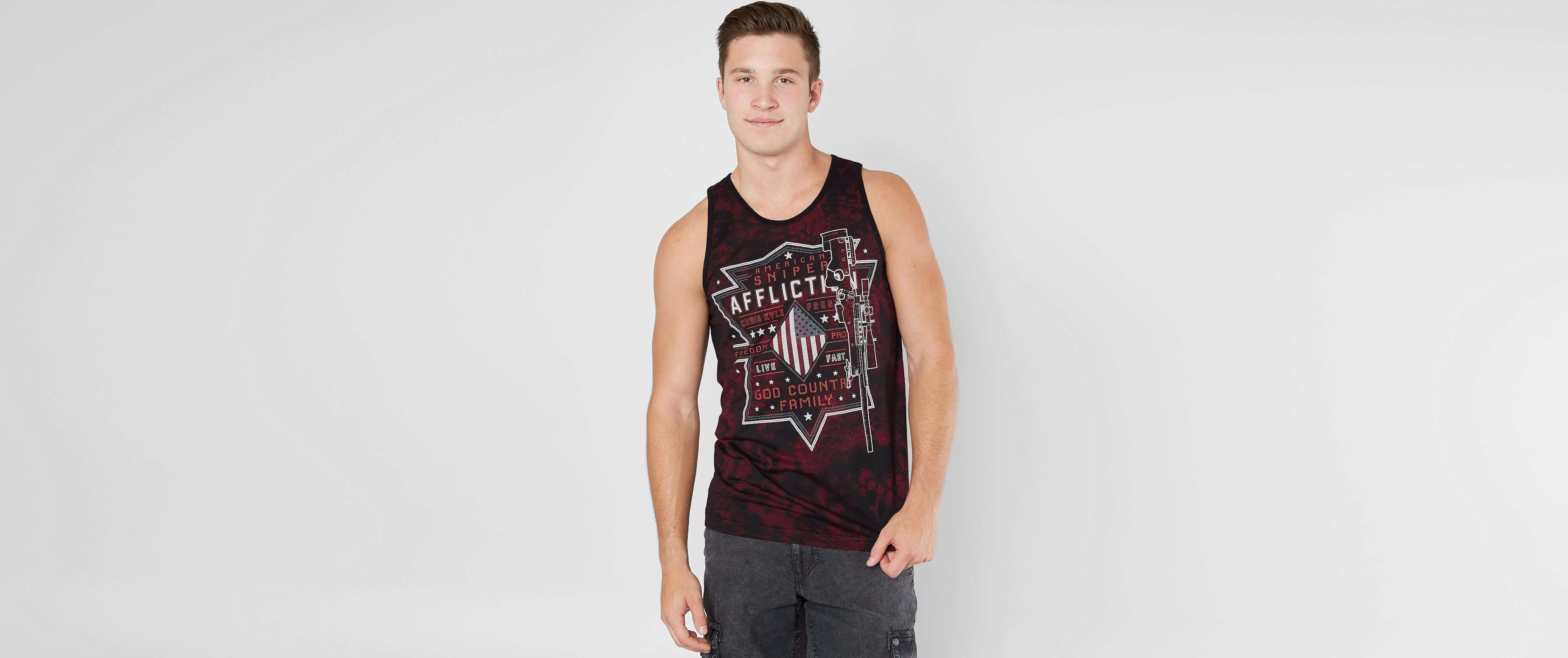 Affliction Rifleman Tank Top Men's Tank Tops in Rusted Red Buckle