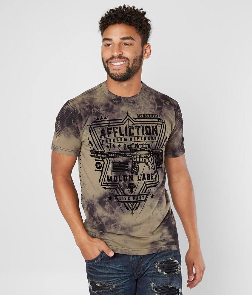 Affliction Freedom Defender Never Defeated T-Shirt front view