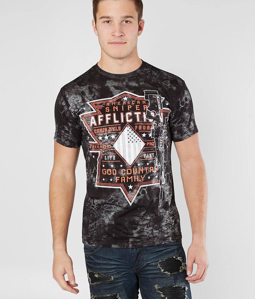Affliction Rifleman T-Shirt - Men's T-Shirts in Black Tetris | Buckle