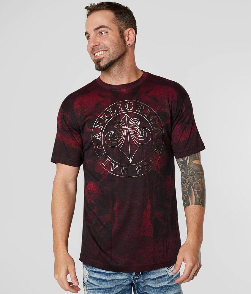 Affliction Crushed T-Shirt - Men's T-Shirts in Red | Buckle