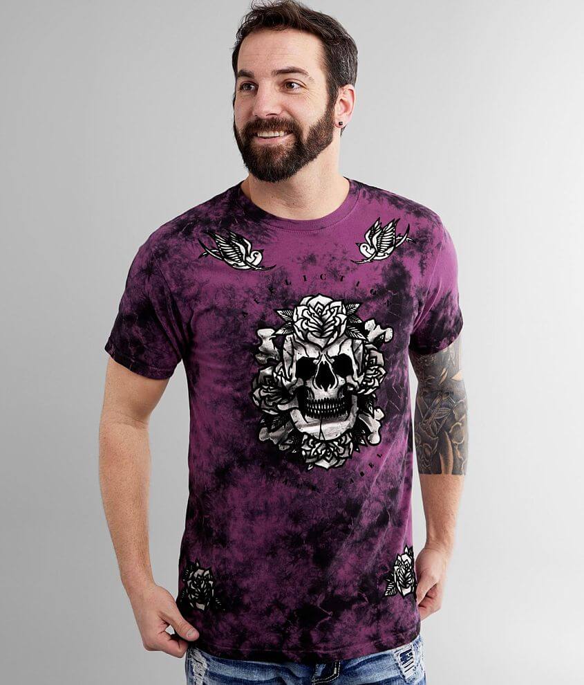 Affliction Club Chapter T Shirt Men S T Shirts In Dk Purple Black Crystal W Buckle