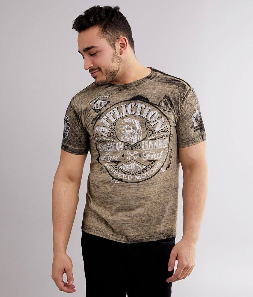 Affliction American Customs Grease T-Shirt - Men's T-Shirts in Tobacco ...