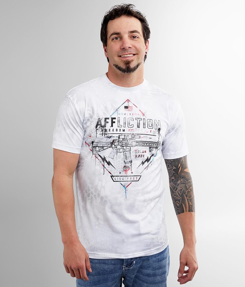 Affliction Painted Freedom T-Shirt - Men's T-Shirts in White | Buckle