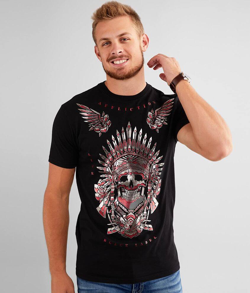 Affliction Feathers & Bones T-Shirt front view