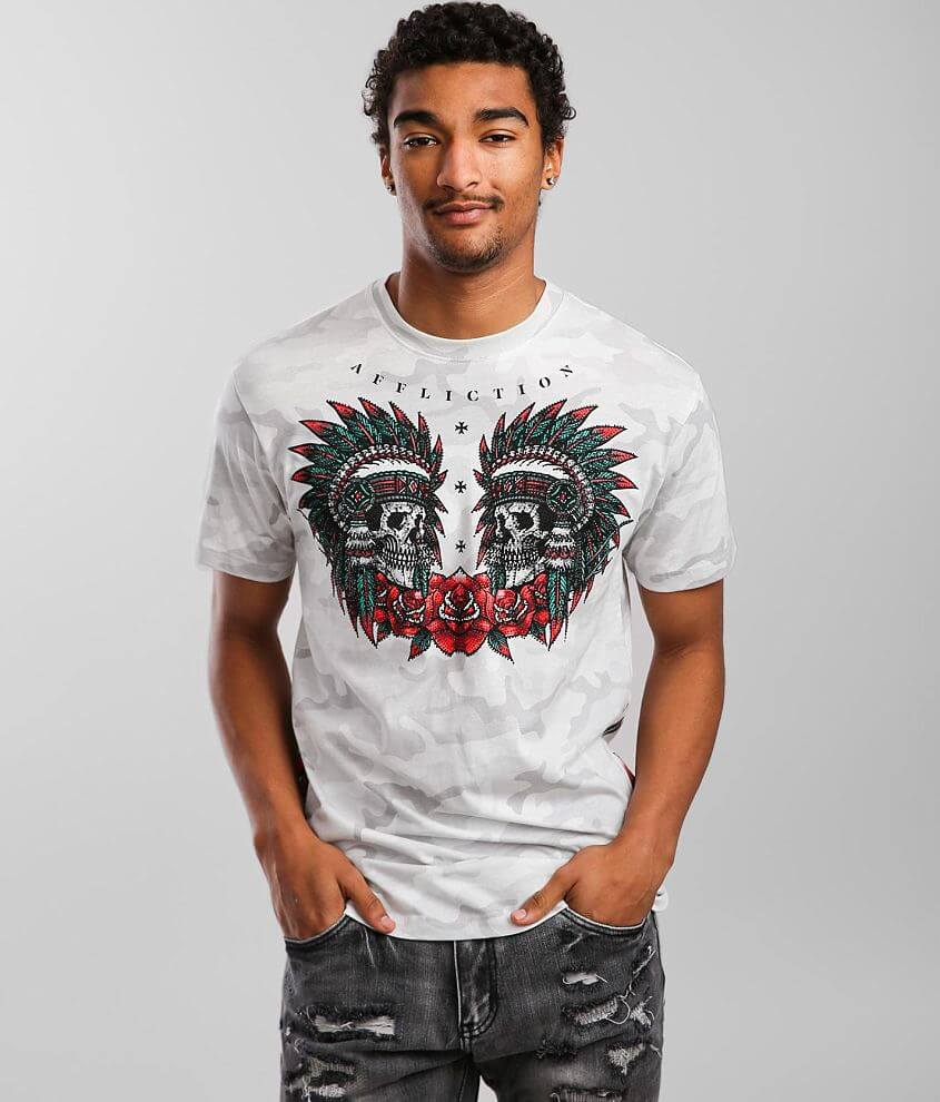 Affliction Ritual Smoke T-Shirt - Men's T-Shirts in White Camo | Buckle