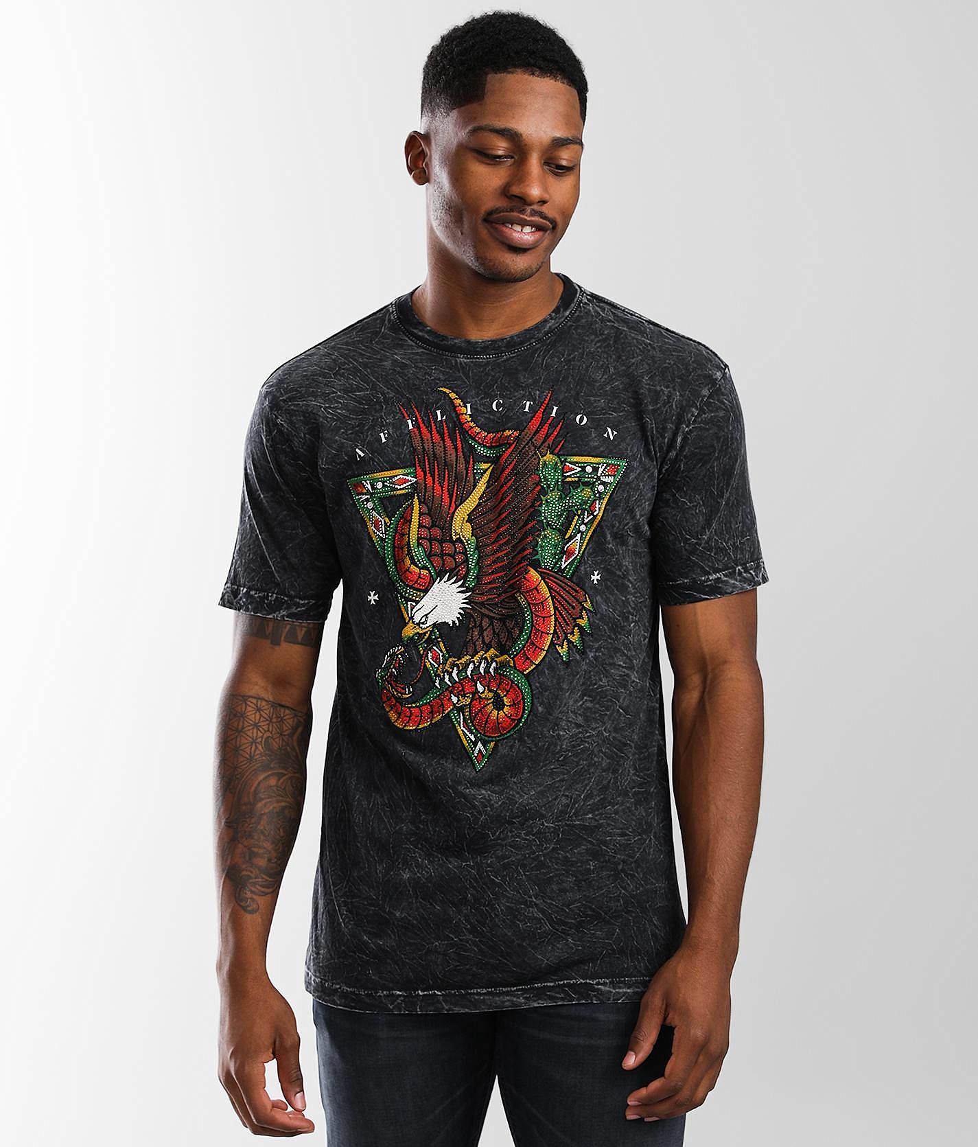Affliction Nacional T-Shirt - Men's T-Shirts in Black Lava