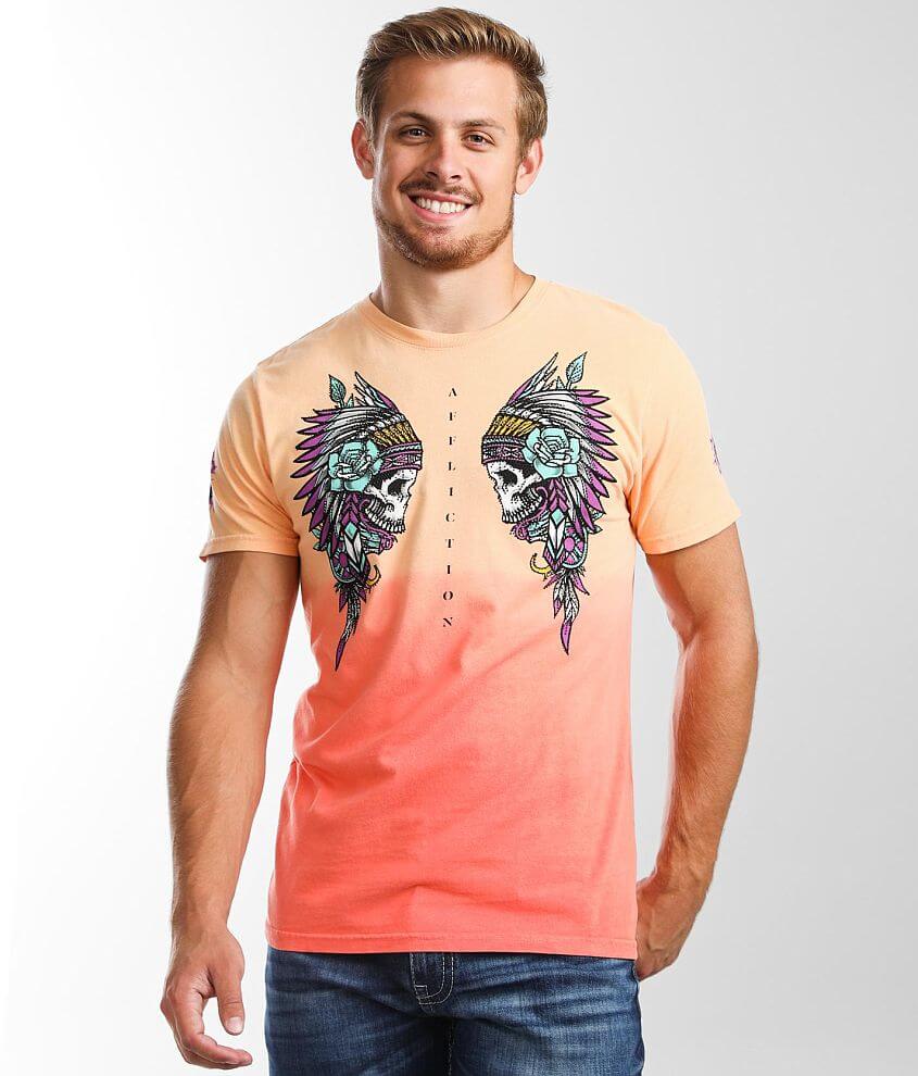 Affliction Twin Tribe T-Shirt - Men's T-Shirts in Sherbert Neon Coral ...