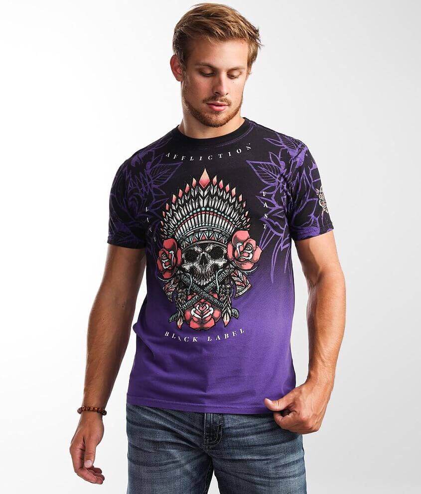 Affliction Thunder Sky T-Shirt Men's T-Shirts in Arctic Purple