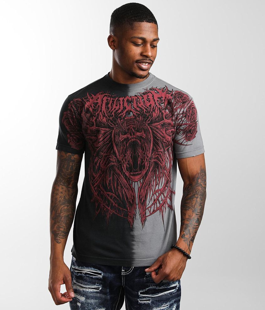 Affliction Pale T-Shirt - Men's T-Shirts in Black Charcoal Wash | Buckle