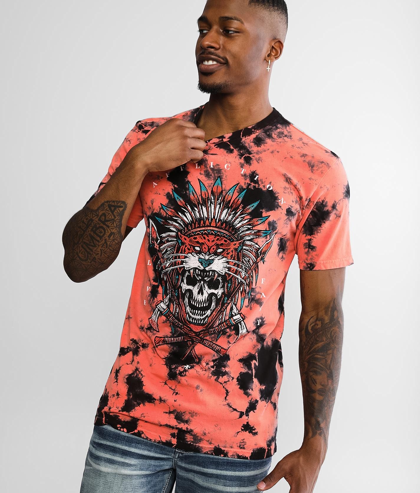 Affliction Golden God T-Shirt - Men's T-Shirts in Optic Neon Coral