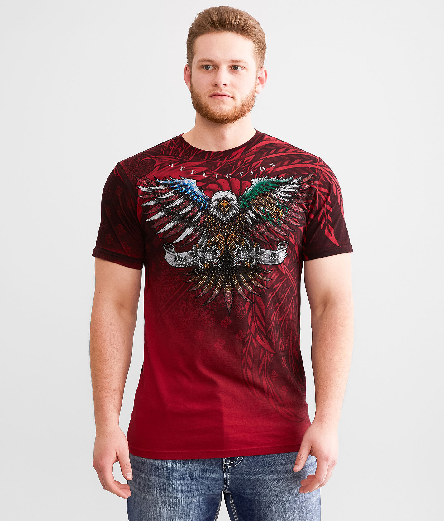 Affliction Raza Unida T-Shirt - Men's T-Shirts in Tango Red | Buckle